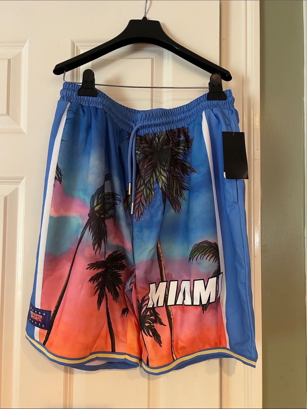 NBA Miami Palm-Print Men’s Basketball Shorts - Blue/Orange
